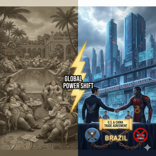 Resultado da preguiça da elite brasileira: enquanto tarifas contra Brasil persistem, China fecha acordo com os EUA.